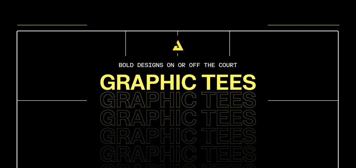 Graphic Tees promotional banner with yellow and white typography on a black background.