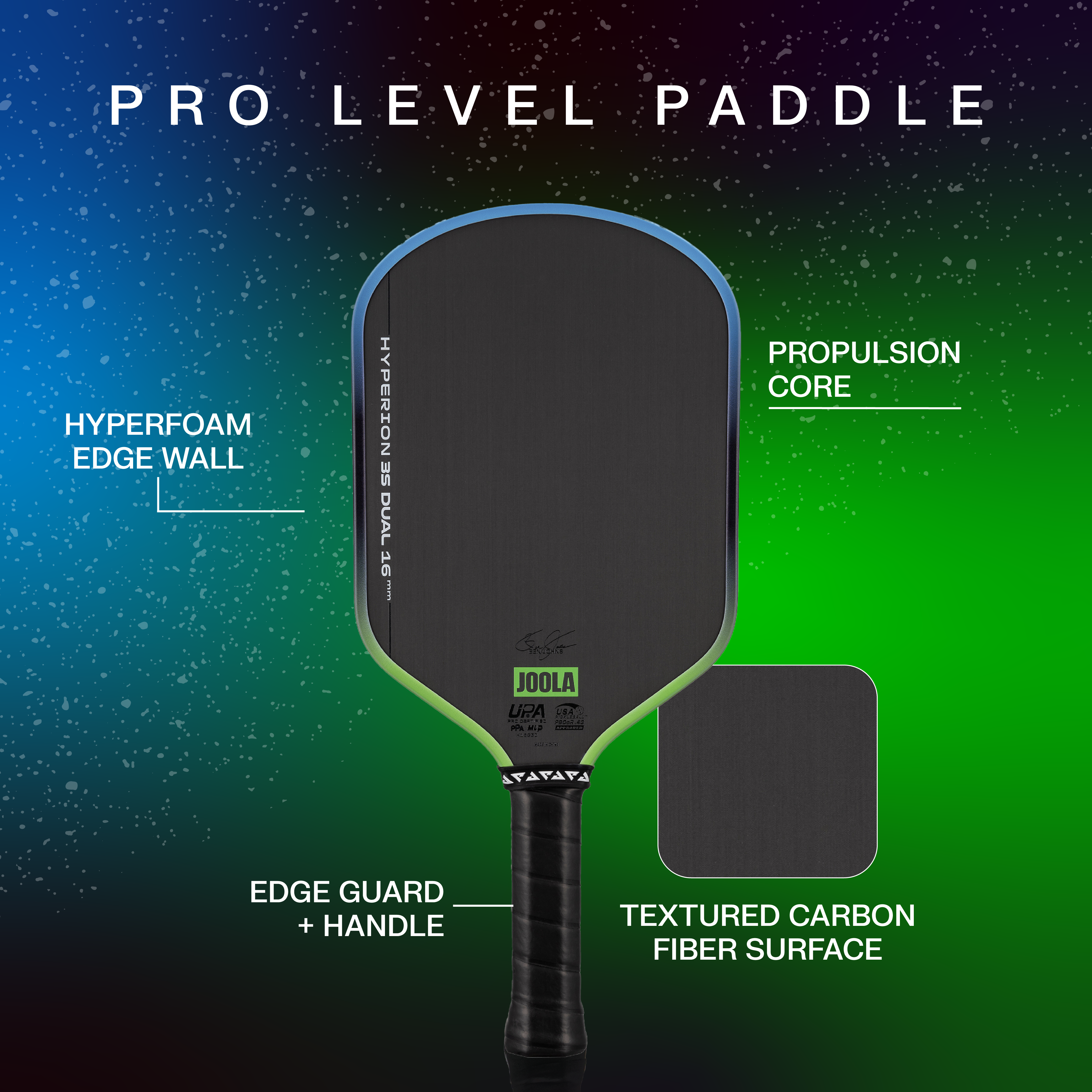JOOLA Ben Johns Hyperion 3S Dual 16mm Pickleball Paddle