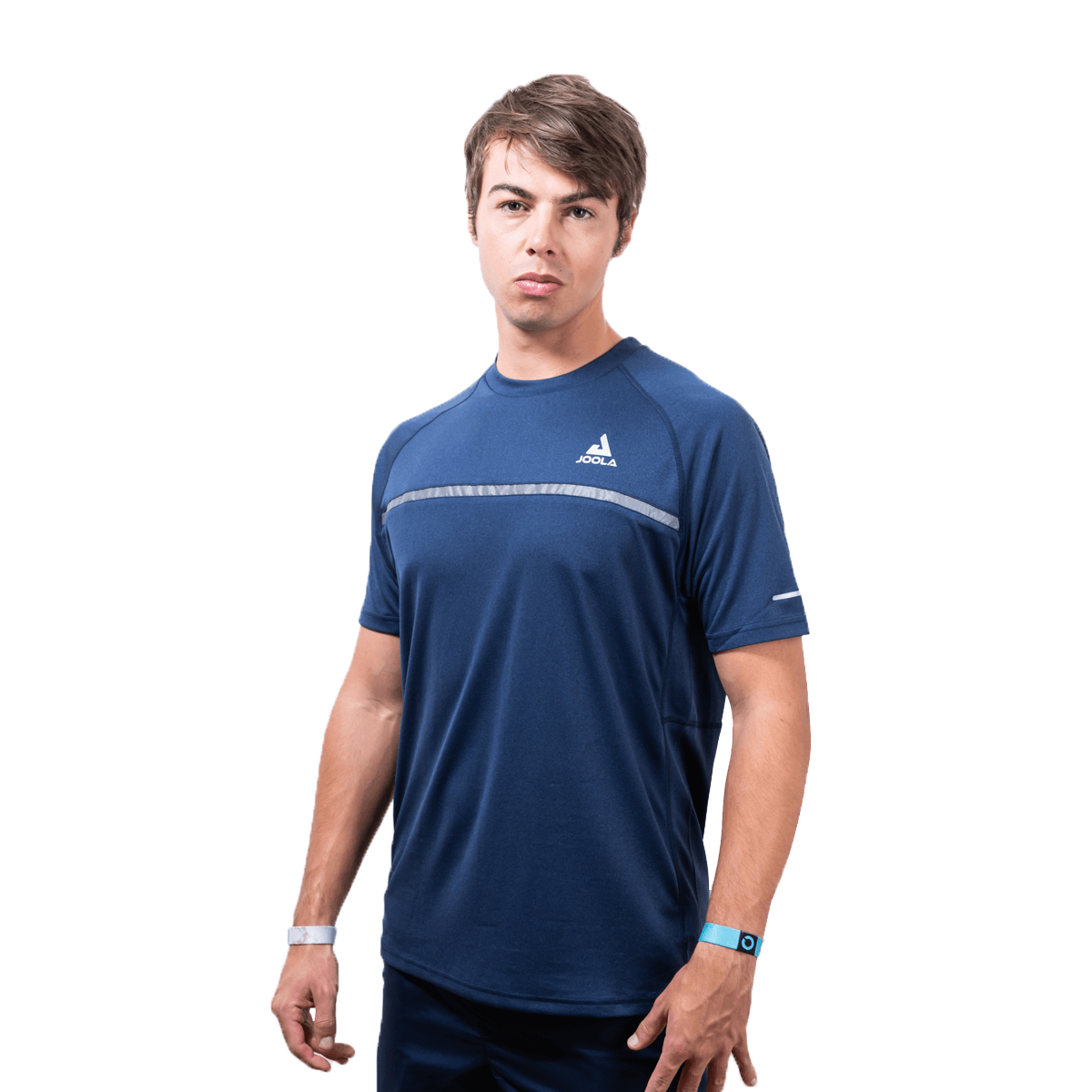 White Background Image: Ben Johns wearing the JOOLA Anvia Shirt in Navy