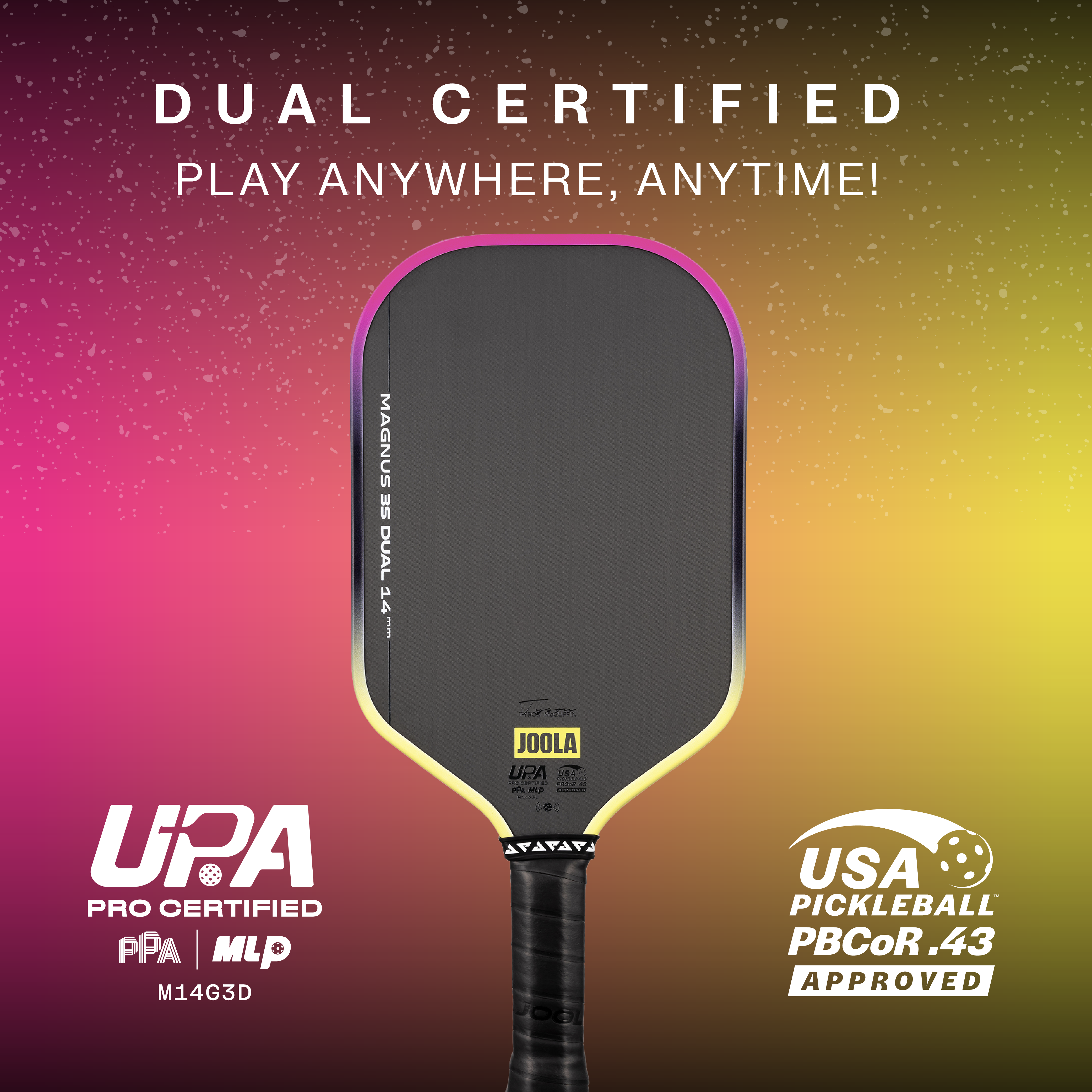 JOOLA Tyson McGuffin Magnus 3S Dual 14mm Pickleball Paddle