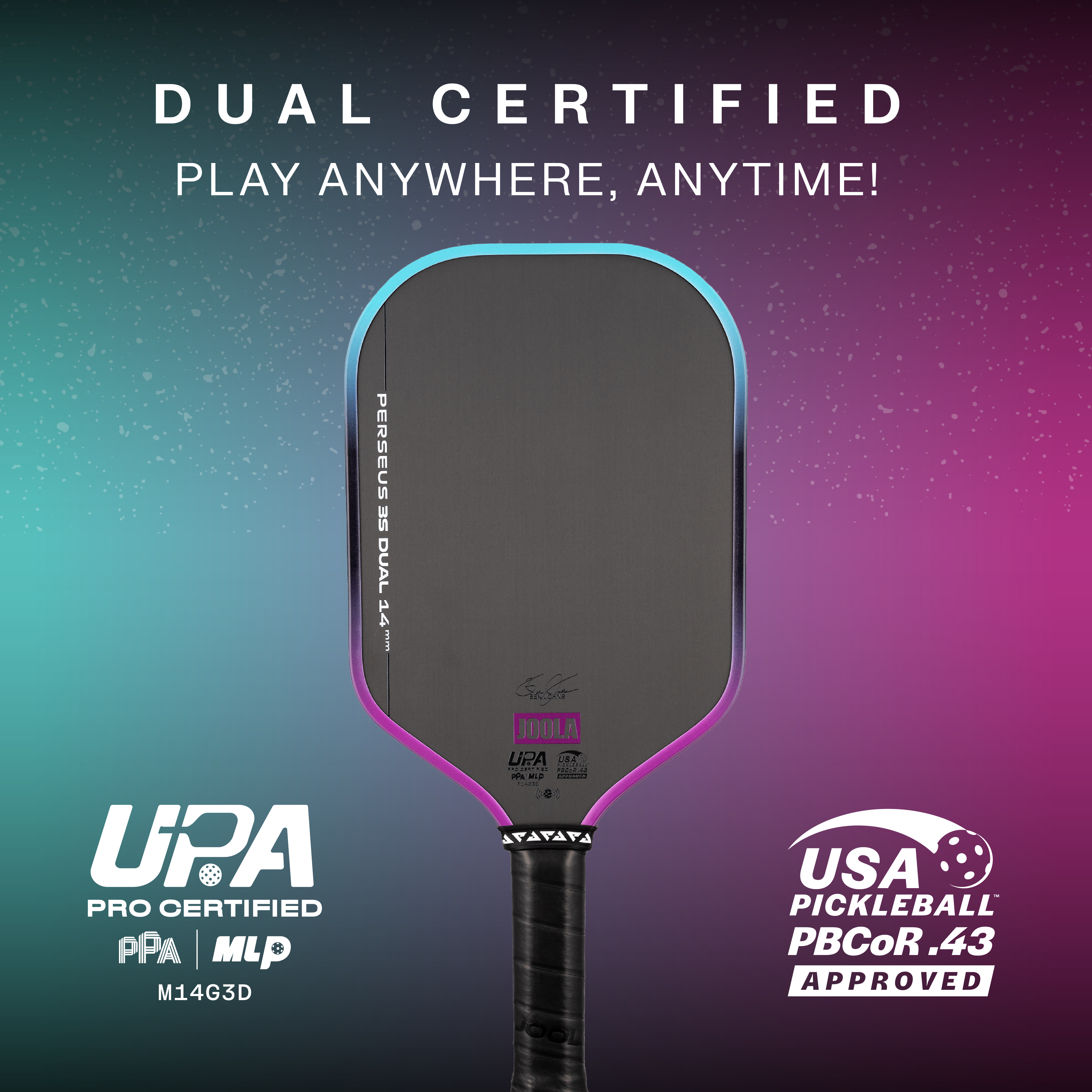JOOLA Ben Johns Perseus 3S Dual 14mm Pickleball Paddle