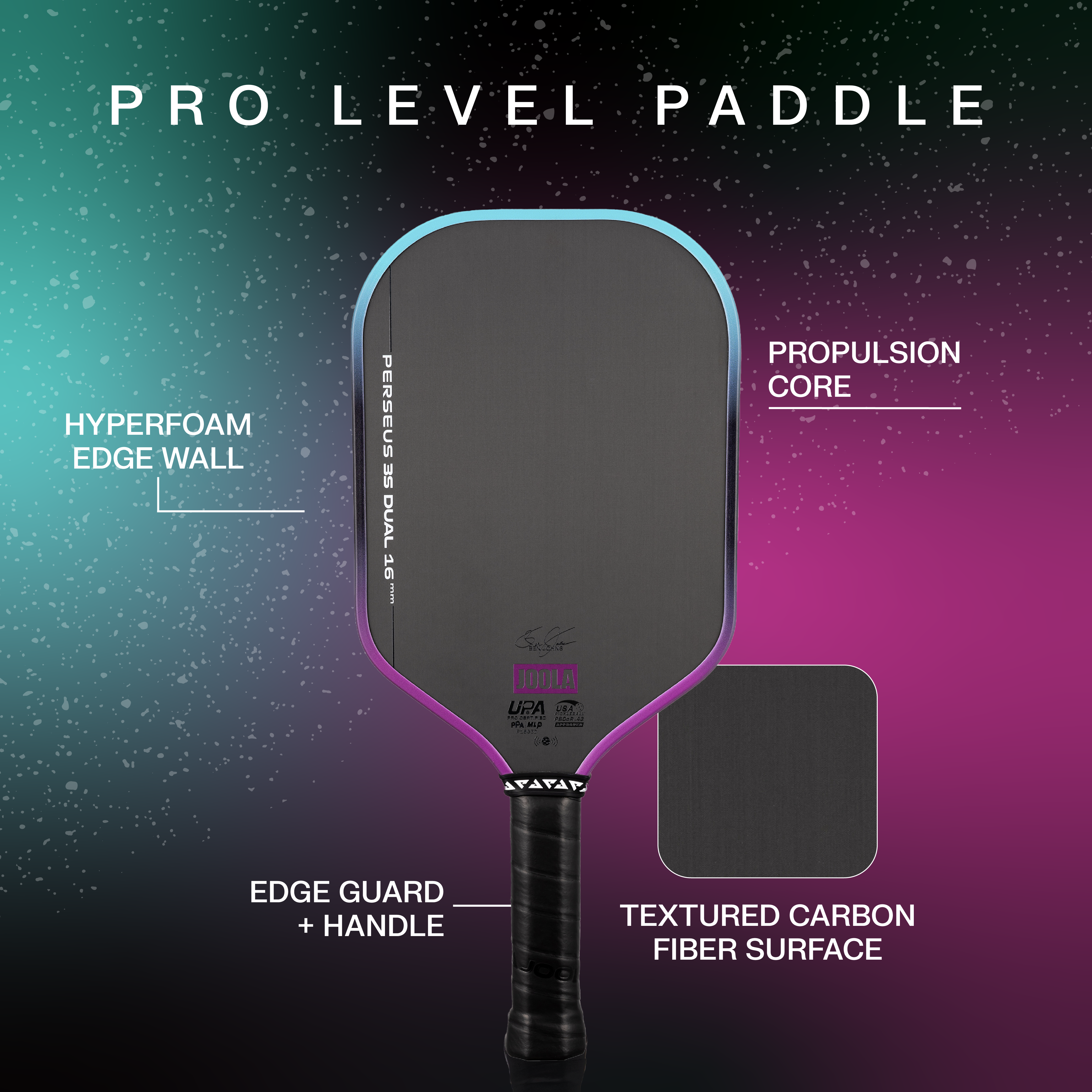 JOOLA Ben Johns Perseus 3S Dual 16mm Pickleball Paddle