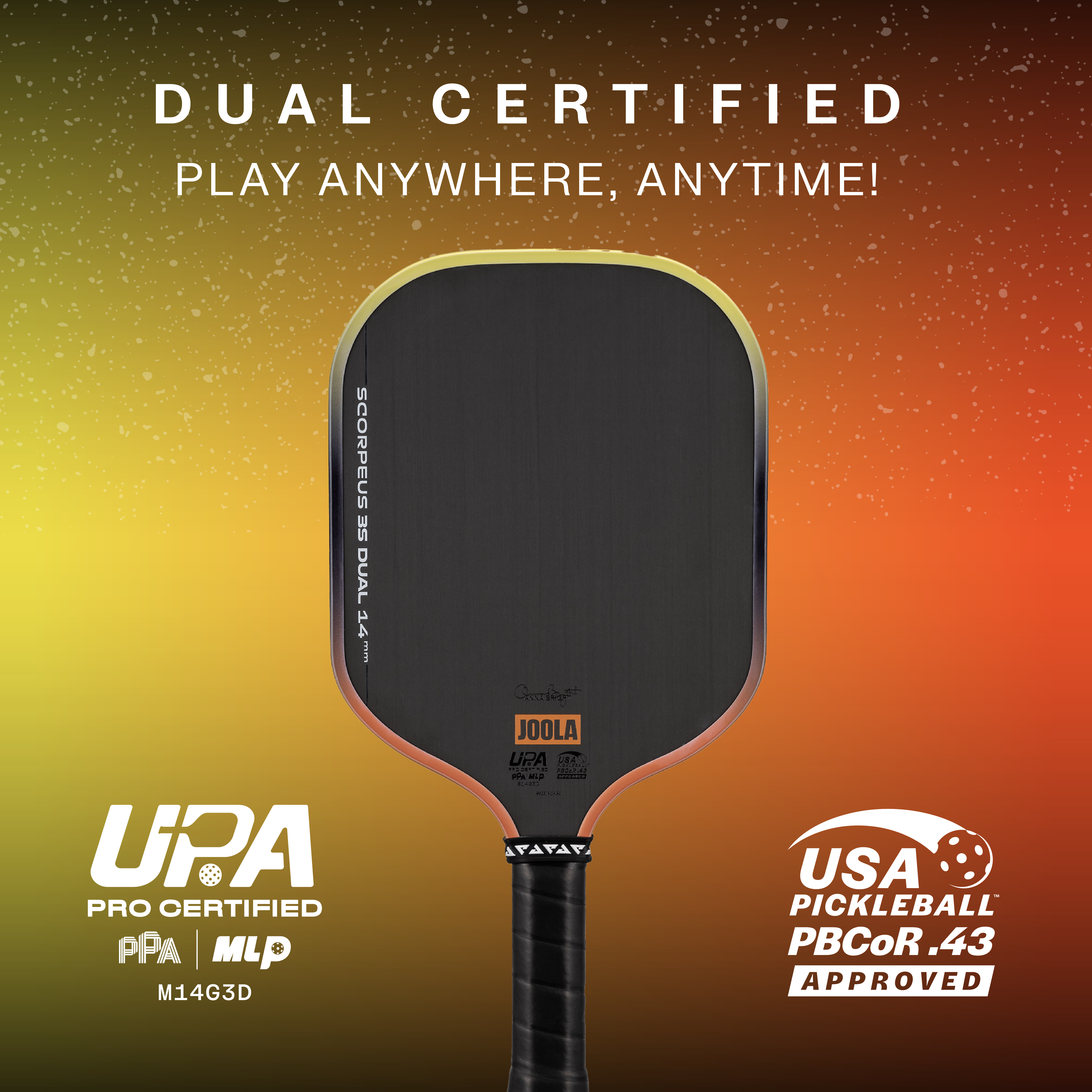 JOOLA Anna Bright Scorpeus 3S Dual 14mm Pickleball Paddle