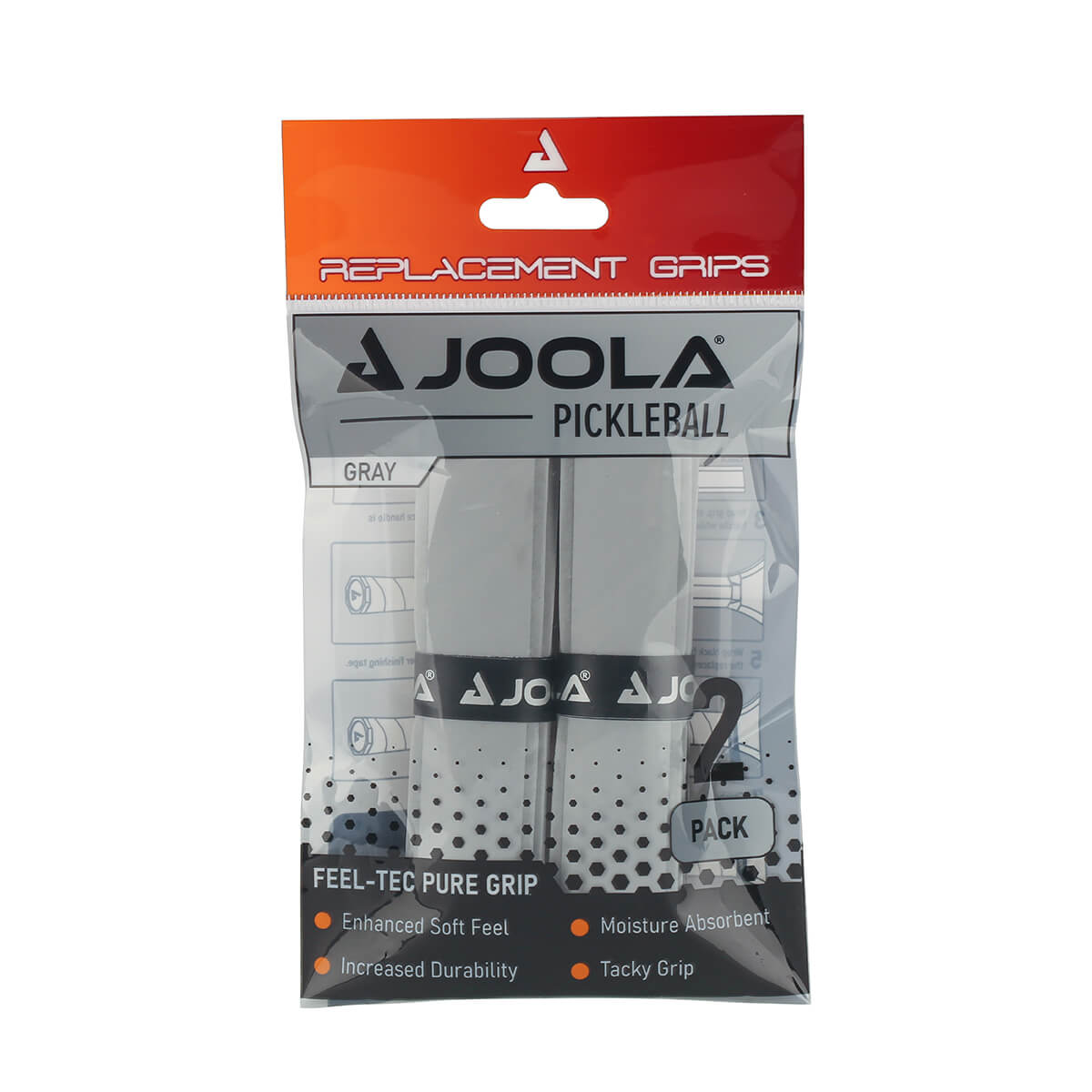 JOOLA Replacement Gray Feel-Tec Pure Grip (2 Count)