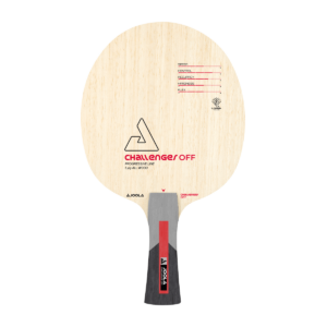 White Background Image: JOOLA Challenger Off Table Tennis Blade with Limba face, and grey, black, and red handle.
